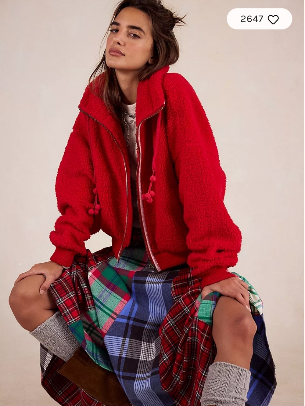 Free People Alpine Sherpa Jacket size XL Salsa Red